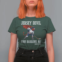 Pine Barrens New Jersey Devil T Shirt For Women Gothic Horror Ice Hockey Gift - Wonder Print Shop