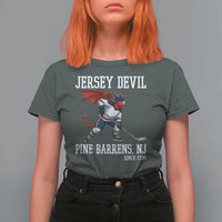 Pine Barrens New Jersey Devil T Shirt For Women Gothic Horror Ice Hockey Gift - Wonder Print Shop