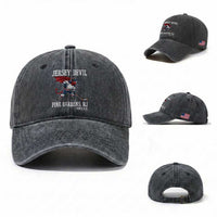 Pine Barrens New Jersey Devil Washed Cotton Baseball Cap Gothic Horror Ice Hockey Gift