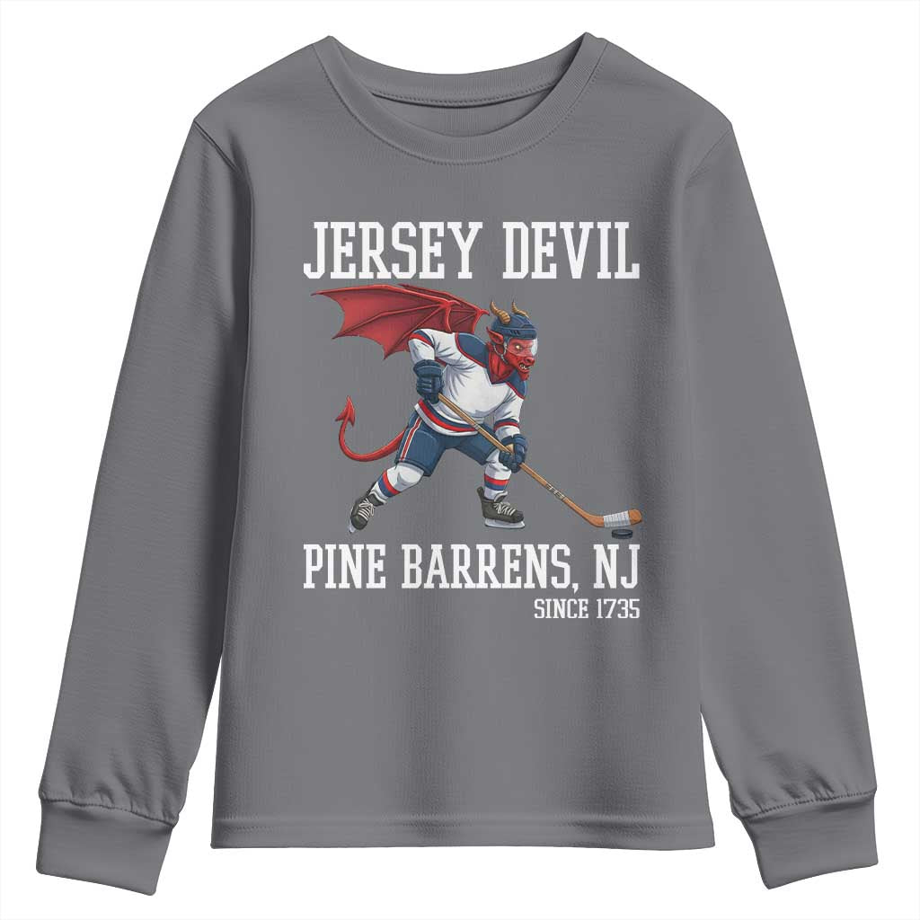 Pine Barrens New Jersey Devil Youth Sweatshirt Gothic Horror Ice Hockey Gift - Wonder Print Shop