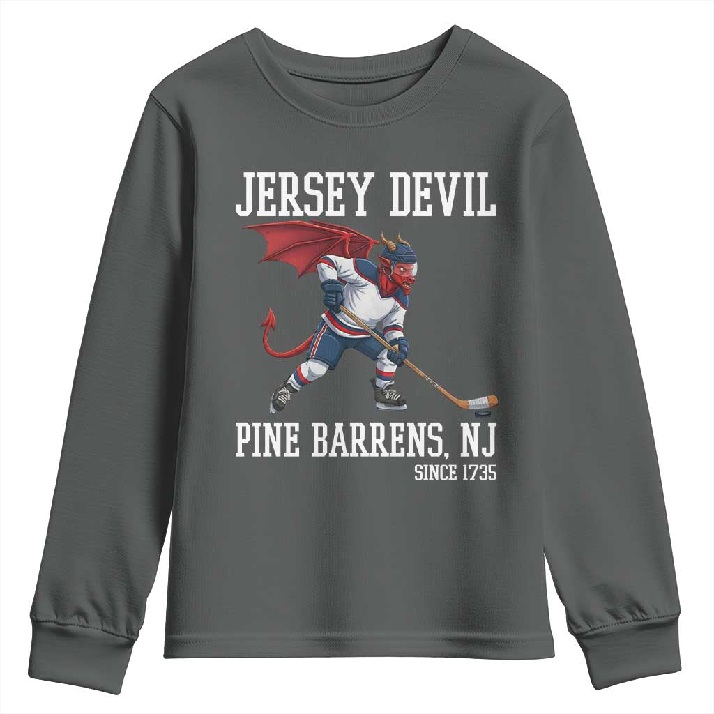 Pine Barrens New Jersey Devil Youth Sweatshirt Gothic Horror Ice Hockey Gift - Wonder Print Shop