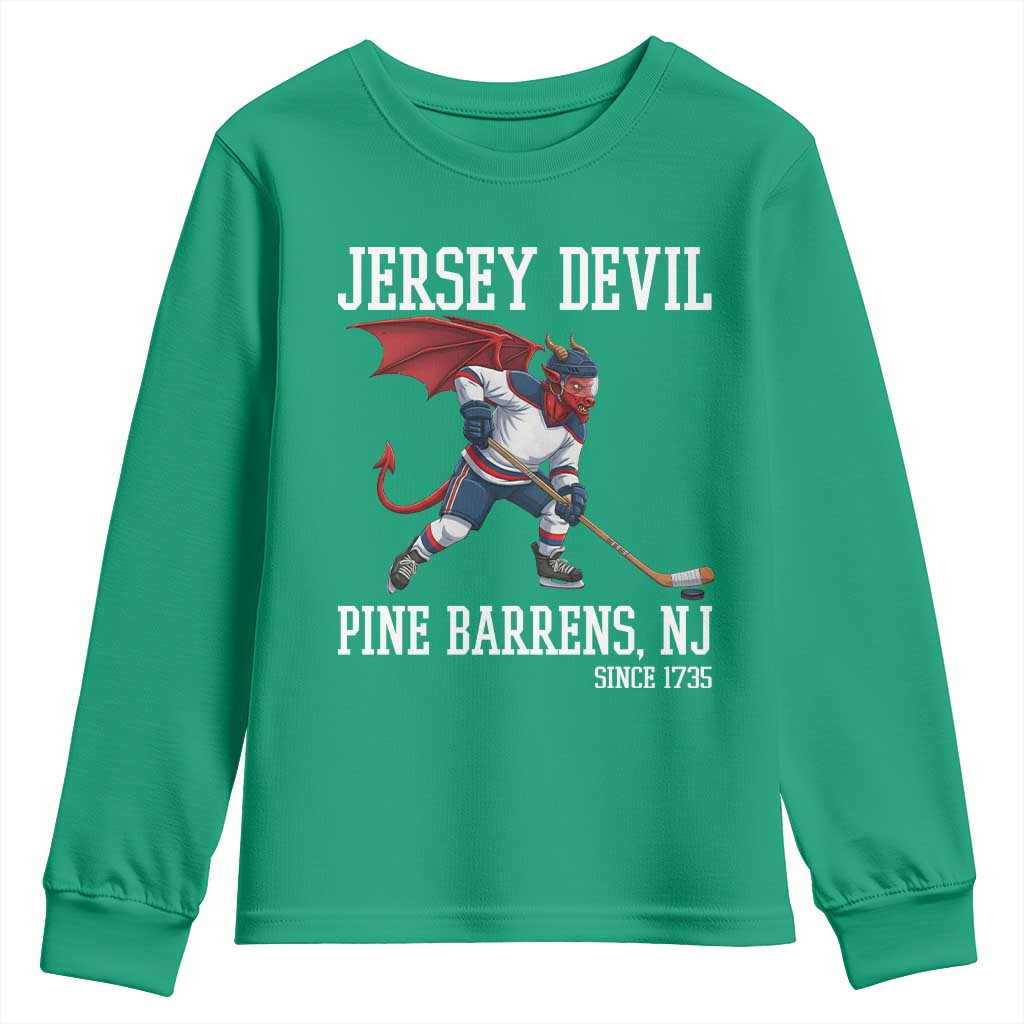 Pine Barrens New Jersey Devil Youth Sweatshirt Gothic Horror Ice Hockey Gift - Wonder Print Shop