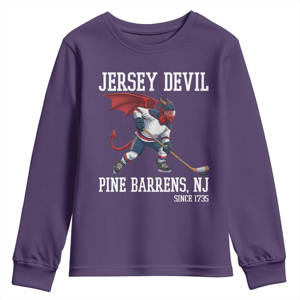 Pine Barrens New Jersey Devil Youth Sweatshirt Gothic Horror Ice Hockey Gift - Wonder Print Shop