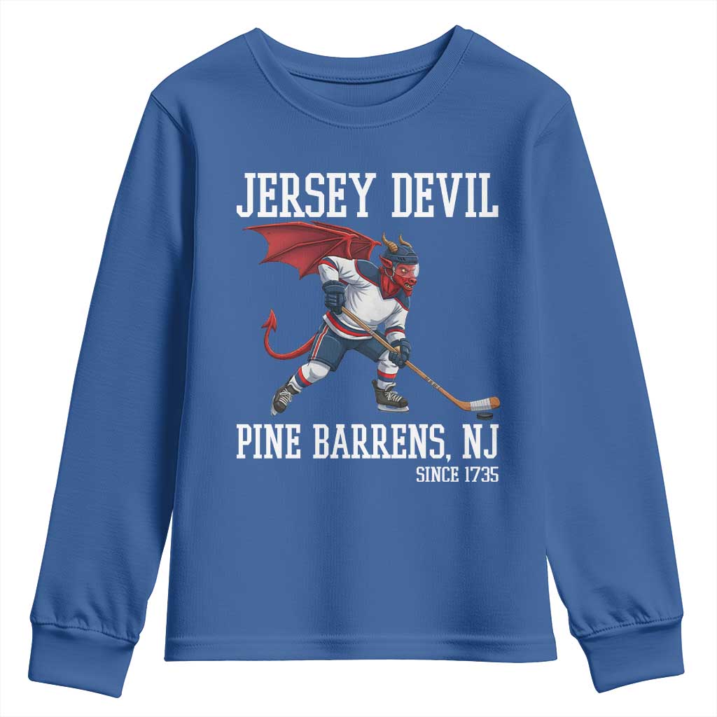 Pine Barrens New Jersey Devil Youth Sweatshirt Gothic Horror Ice Hockey Gift - Wonder Print Shop
