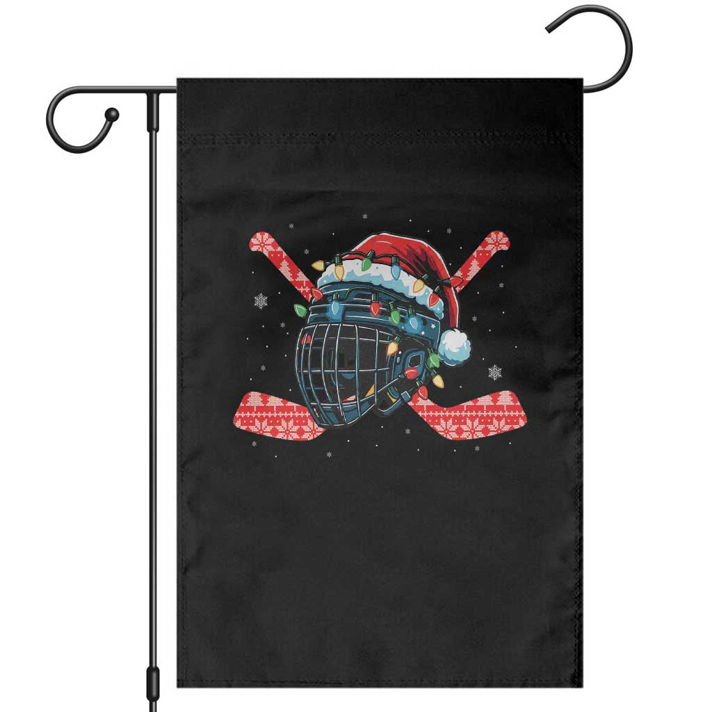 Christmas Ice Hockey Helmet Santa Garden Flag Funny Xmas Gift - Wonder Print Shop