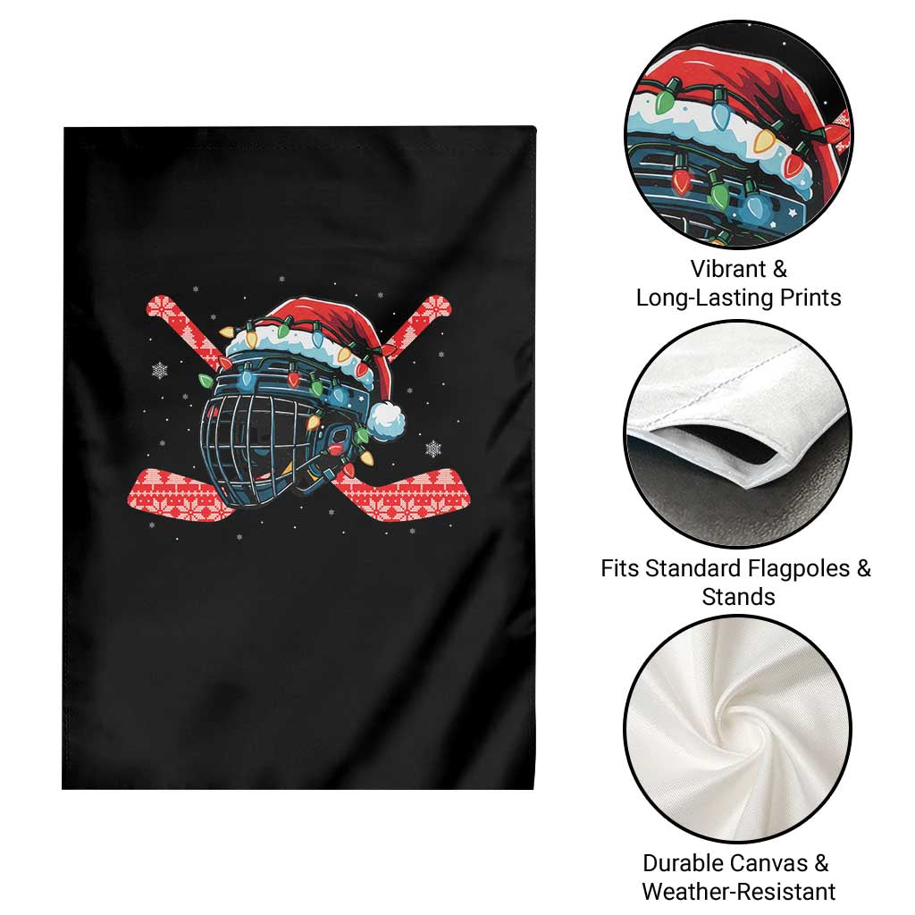 Christmas Ice Hockey Helmet Santa Garden Flag Funny Xmas Gift - Wonder Print Shop