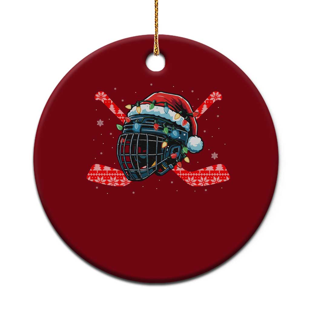Christmas Ice Hockey Helmet Santa Ceramic Ornament Funny Xmas Gift - Wonder Print Shop