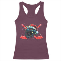 Christmas Ice Hockey Helmet Santa Racerback Tank Top Funny Xmas Gift - Wonder Print Shop
