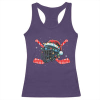 Christmas Ice Hockey Helmet Santa Racerback Tank Top Funny Xmas Gift - Wonder Print Shop