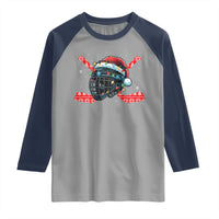 Christmas Ice Hockey Helmet Santa Raglan Shirt Funny Xmas Gift - Wonder Print Shop