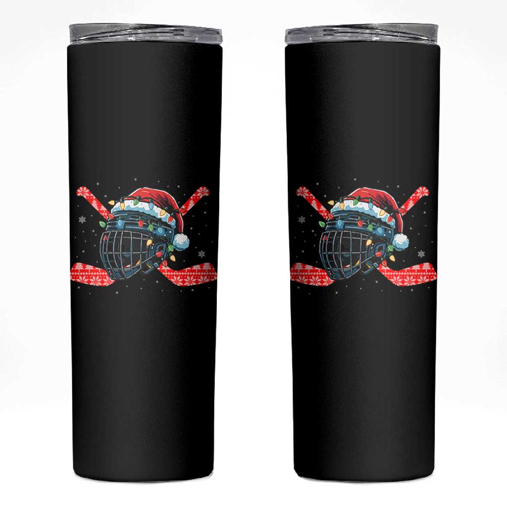 Christmas Ice Hockey Helmet Santa Skinny Tumbler Funny Xmas Gift - Wonder Print Shop