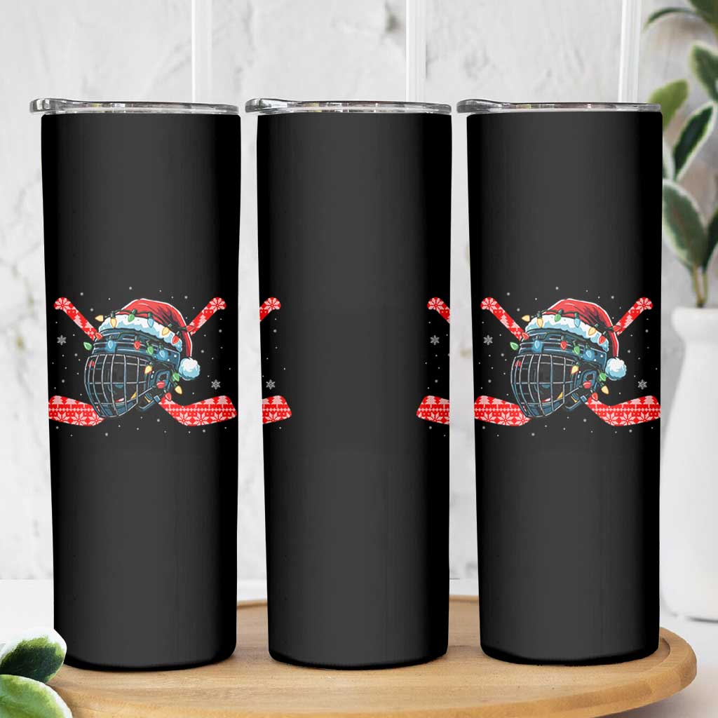 Christmas Ice Hockey Helmet Santa Skinny Tumbler Funny Xmas Gift - Wonder Print Shop