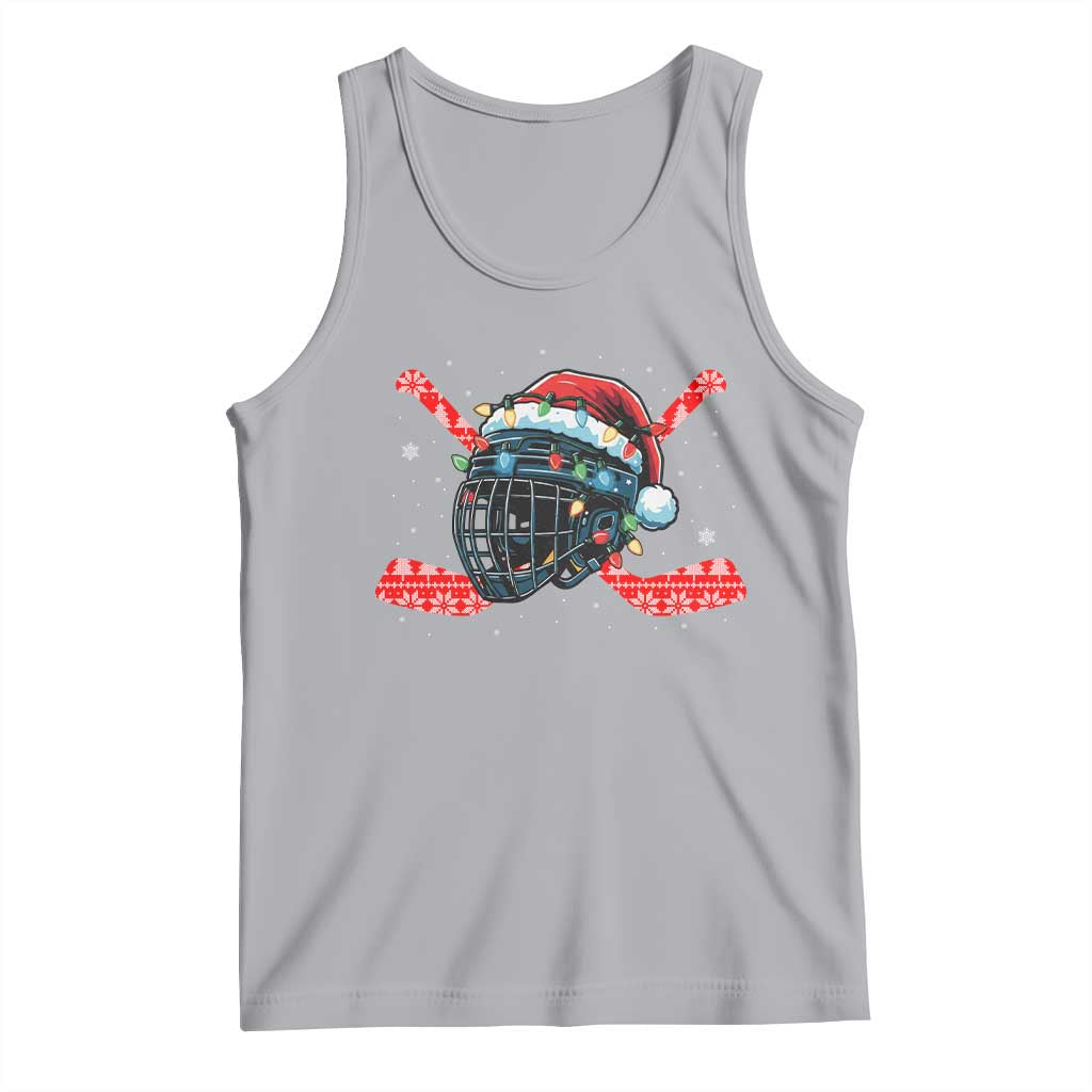 Christmas Ice Hockey Helmet Santa Tank Top Funny Xmas Gift - Wonder Print Shop