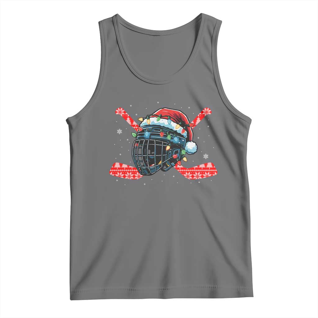 Christmas Ice Hockey Helmet Santa Tank Top Funny Xmas Gift - Wonder Print Shop