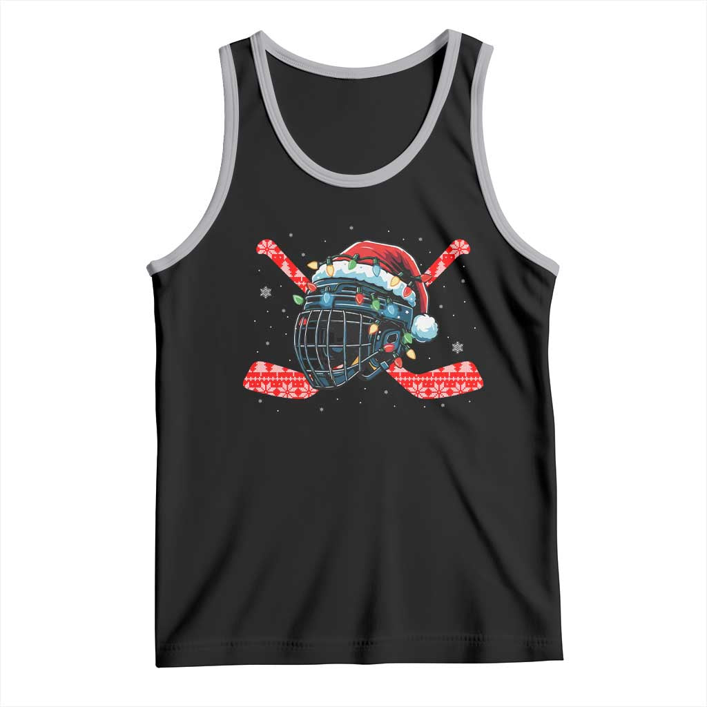 Christmas Ice Hockey Helmet Santa Tank Top Funny Xmas Gift - Wonder Print Shop