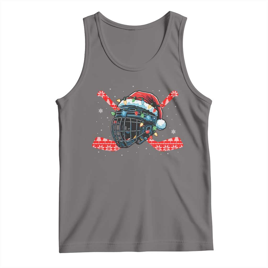 Christmas Ice Hockey Helmet Santa Tank Top Funny Xmas Gift - Wonder Print Shop