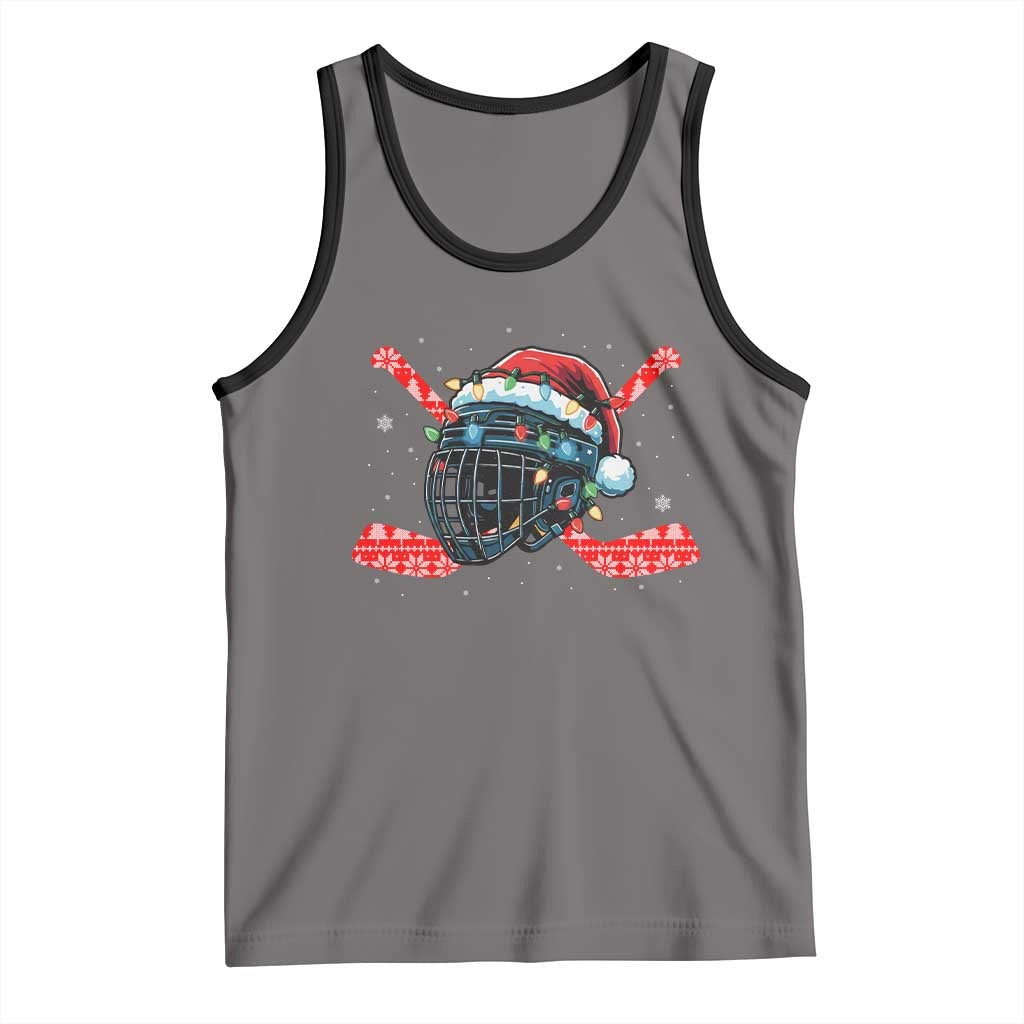Christmas Ice Hockey Helmet Santa Tank Top Funny Xmas Gift - Wonder Print Shop