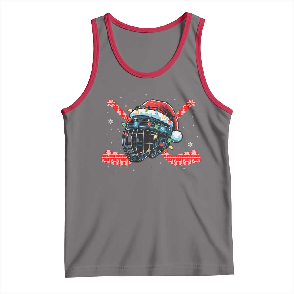 Christmas Ice Hockey Helmet Santa Tank Top Funny Xmas Gift - Wonder Print Shop