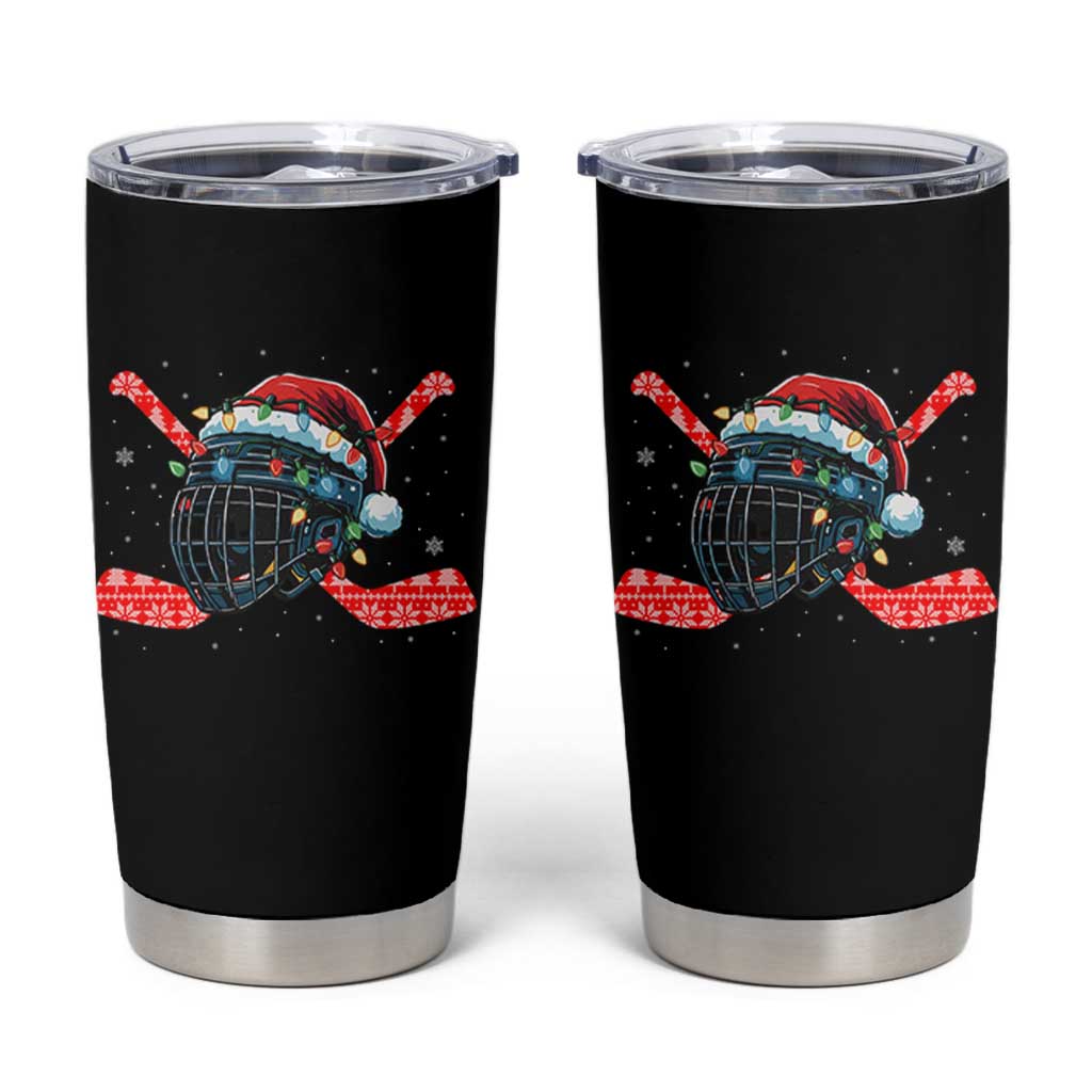 Christmas Ice Hockey Helmet Santa Tumbler Cup Funny Xmas Gift - Wonder Print Shop