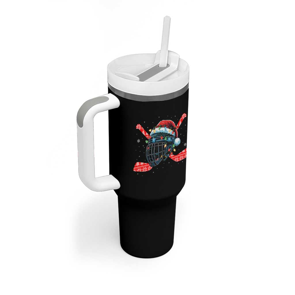 Christmas Ice Hockey Helmet Santa Tumbler With Handle Funny Xmas Gift - Wonder Print Shop