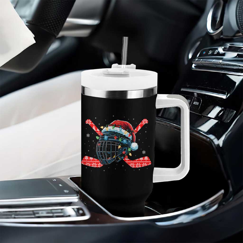 Christmas Ice Hockey Helmet Santa Tumbler With Handle Funny Xmas Gift - Wonder Print Shop