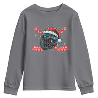 Christmas Ice Hockey Helmet Santa Youth Sweatshirt Funny Xmas Gift - Wonder Print Shop