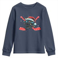 Christmas Ice Hockey Helmet Santa Youth Sweatshirt Funny Xmas Gift - Wonder Print Shop