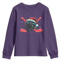 Christmas Ice Hockey Helmet Santa Youth Sweatshirt Funny Xmas Gift - Wonder Print Shop