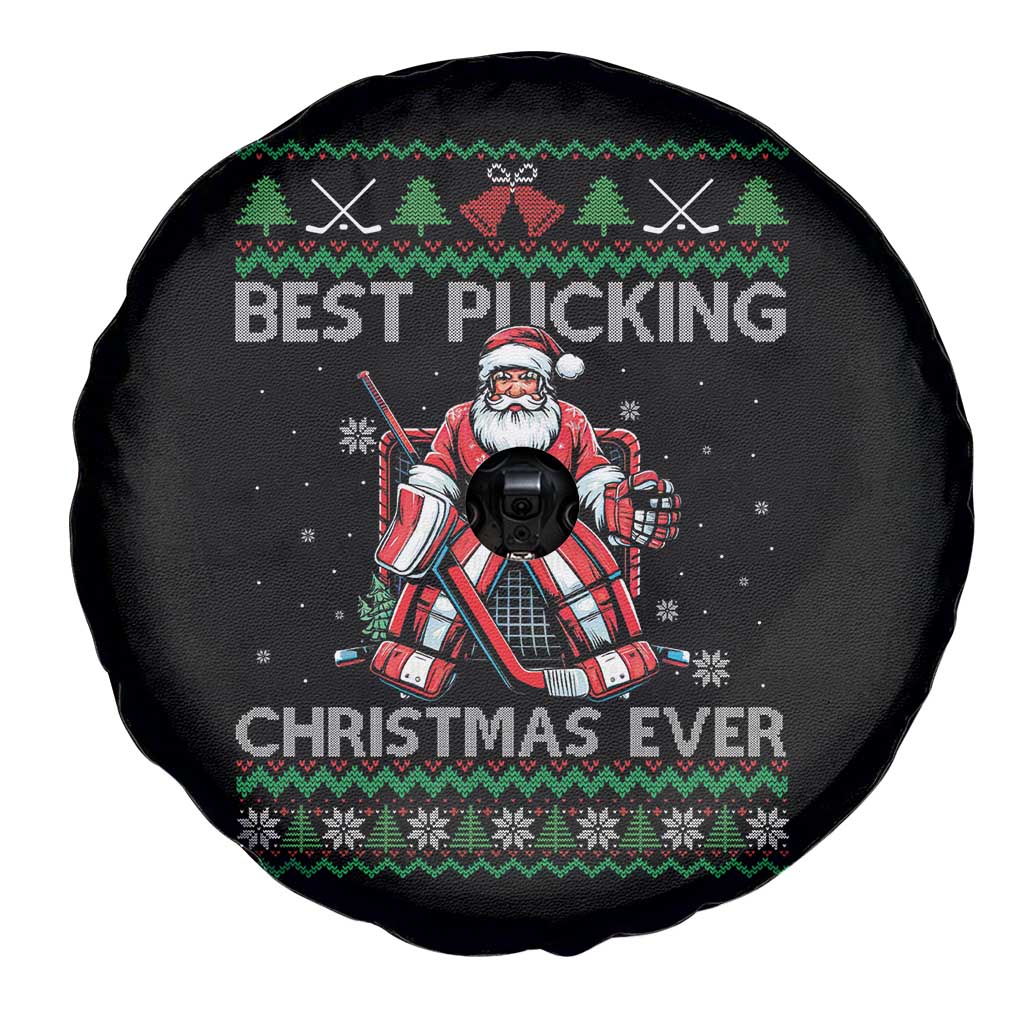 Best Pucking Christmas Ever Spare Tire Cover Santa Hockey Goalie Ugly Sweater Gift - Wonder Print Shop