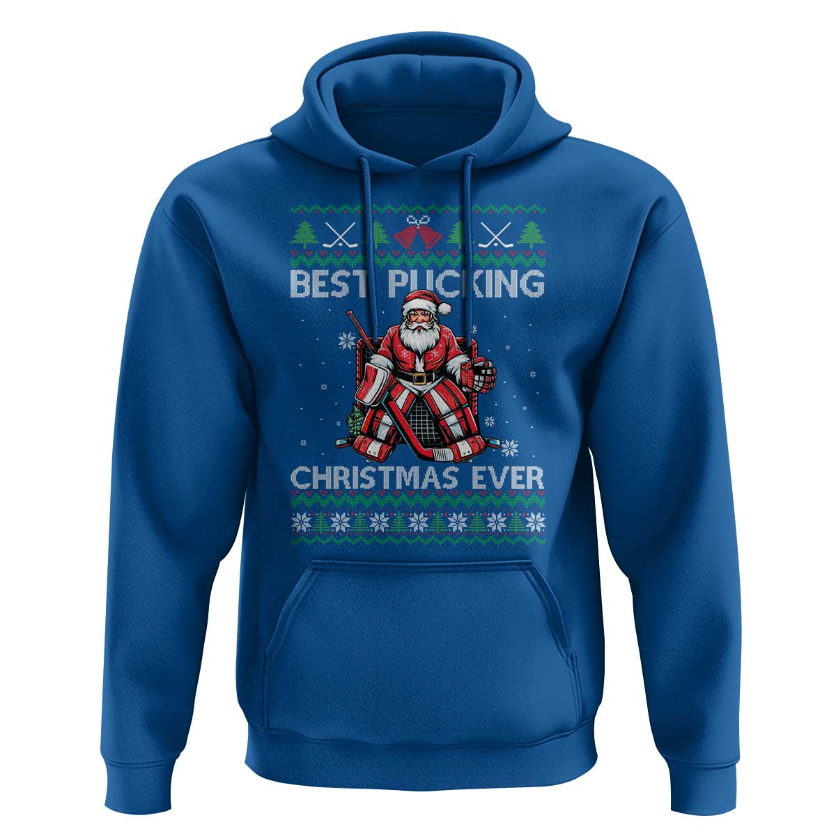 Best Pucking Christmas Ever Hoodie Santa Hockey Goalie Ugly Sweater Gift - Wonder Print Shop