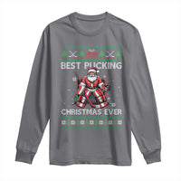 Best Pucking Christmas Ever Long Sleeve Shirt Santa Hockey Goalie Ugly Sweater Gift - Wonder Print Shop