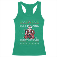 Best Pucking Christmas Ever Racerback Tank Top Santa Hockey Goalie Ugly Sweater Gift - Wonder Print Shop