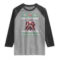 Best Pucking Christmas Ever Raglan Shirt Santa Hockey Goalie Ugly Sweater Gift - Wonder Print Shop