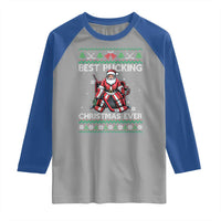 Best Pucking Christmas Ever Raglan Shirt Santa Hockey Goalie Ugly Sweater Gift - Wonder Print Shop