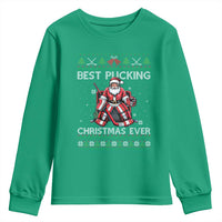 Best Pucking Christmas Ever Youth Sweatshirt Santa Hockey Goalie Ugly Sweater Gift - Wonder Print Shop