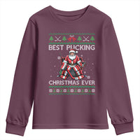 Best Pucking Christmas Ever Youth Sweatshirt Santa Hockey Goalie Ugly Sweater Gift - Wonder Print Shop