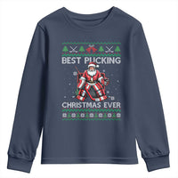 Best Pucking Christmas Ever Youth Sweatshirt Santa Hockey Goalie Ugly Sweater Gift - Wonder Print Shop