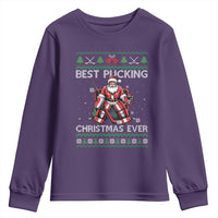 Best Pucking Christmas Ever Youth Sweatshirt Santa Hockey Goalie Ugly Sweater Gift - Wonder Print Shop