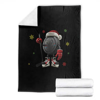 Funny Ice Hockey Holiday Gift Throw Blanket Cute Puck Wearing Santa Hat - Wonder Print Shop