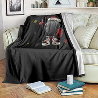 Funny Ice Hockey Holiday Gift Throw Blanket Cute Puck Wearing Santa Hat - Wonder Print Shop