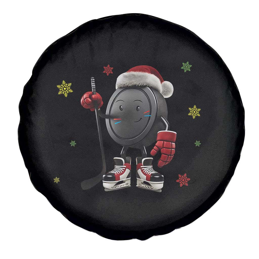 Funny Ice Hockey Holiday Gift Spare Tire Cover Cute Puck Wearing Santa Hat - Wonder Print Shop