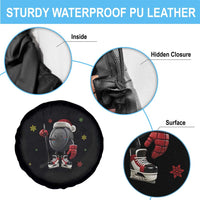 Funny Ice Hockey Holiday Gift Spare Tire Cover Cute Puck Wearing Santa Hat - Wonder Print Shop