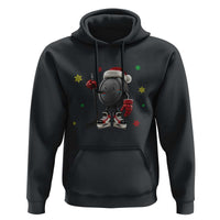 Funny Ice Hockey Holiday Gift Hoodie Cute Puck Wearing Santa Hat - Wonder Print Shop