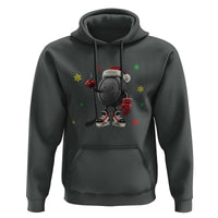 Funny Ice Hockey Holiday Gift Hoodie Cute Puck Wearing Santa Hat - Wonder Print Shop