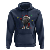Funny Ice Hockey Holiday Gift Hoodie Cute Puck Wearing Santa Hat - Wonder Print Shop
