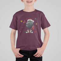 Funny Ice Hockey Holiday Gift T Shirt For Kid Cute Puck Wearing Santa Hat - Wonder Print Shop