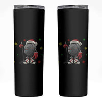 Funny Ice Hockey Holiday Gift Skinny Tumbler Cute Puck Wearing Santa Hat - Wonder Print Shop
