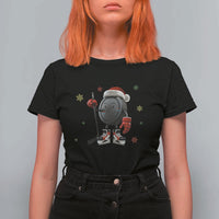 Funny Ice Hockey Holiday Gift T Shirt For Women Cute Puck Wearing Santa Hat - Wonder Print Shop