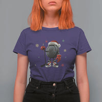 Funny Ice Hockey Holiday Gift T Shirt For Women Cute Puck Wearing Santa Hat - Wonder Print Shop