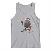 Funny Ice Hockey Holiday Gift Tank Top Cute Puck Wearing Santa Hat - Wonder Print Shop